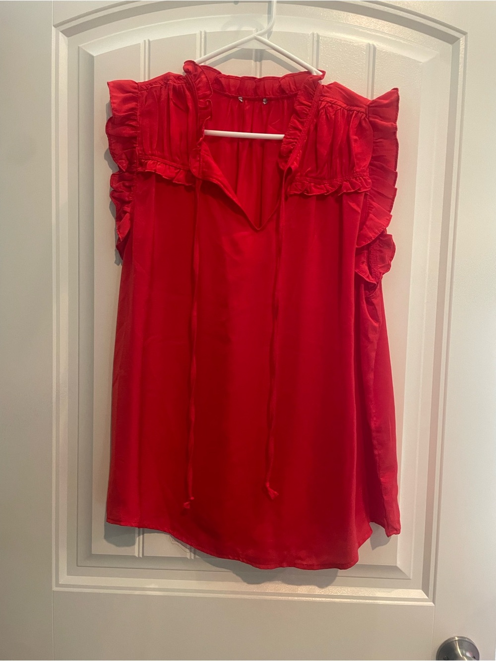 Red Ruffle Sleeve Women’s Top